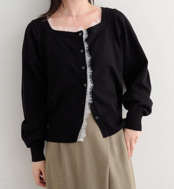  「【4色展開】B レーススクエアネックカーディガン」|その他|