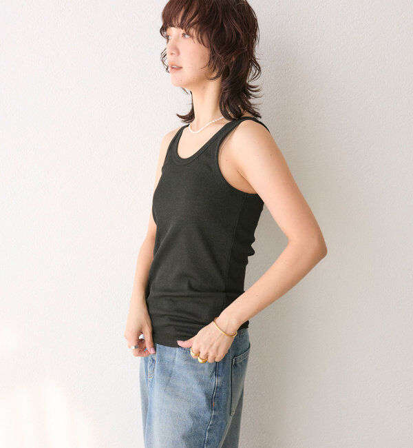  「【コーデのポイントに】ラメリブタンクトップ」|キャミソール|