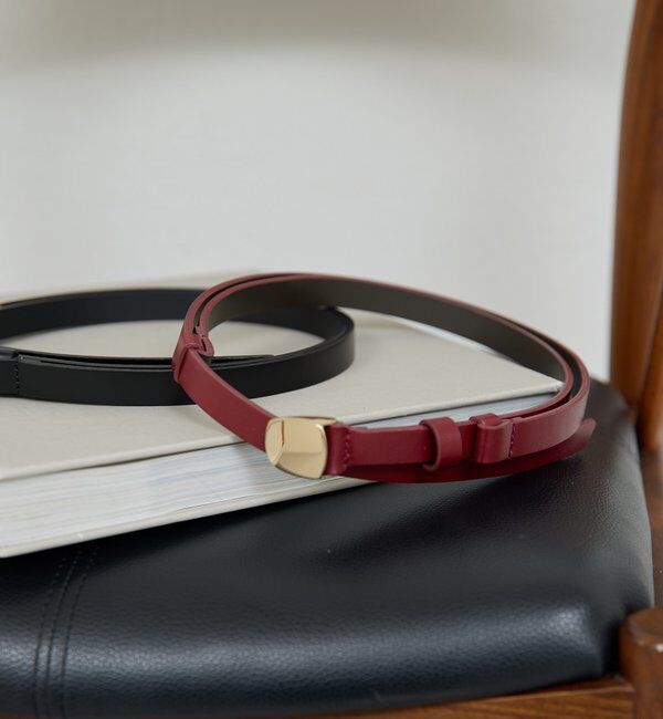  「プレートバックルベルト」|ベルト|ボルドー