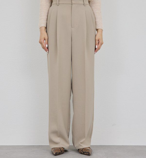  「【シワになりにくい】ジャージータックワイドパンツ」|チノ|