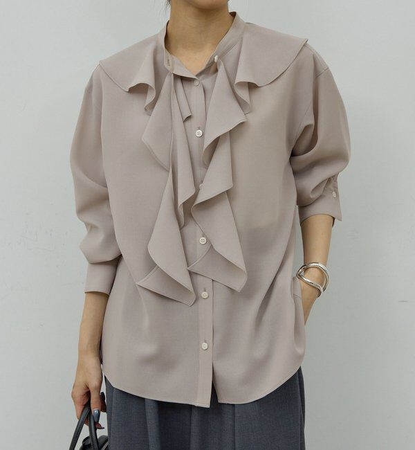  「ラッフルタイブラウス」|シャツ・ブラウス|グレージュ