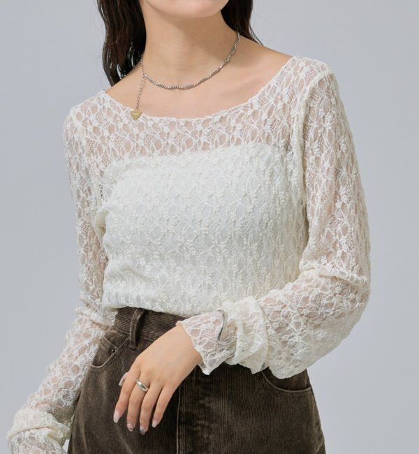  「レースプルオーバー」|Tシャツ・カットソー|ベージュ