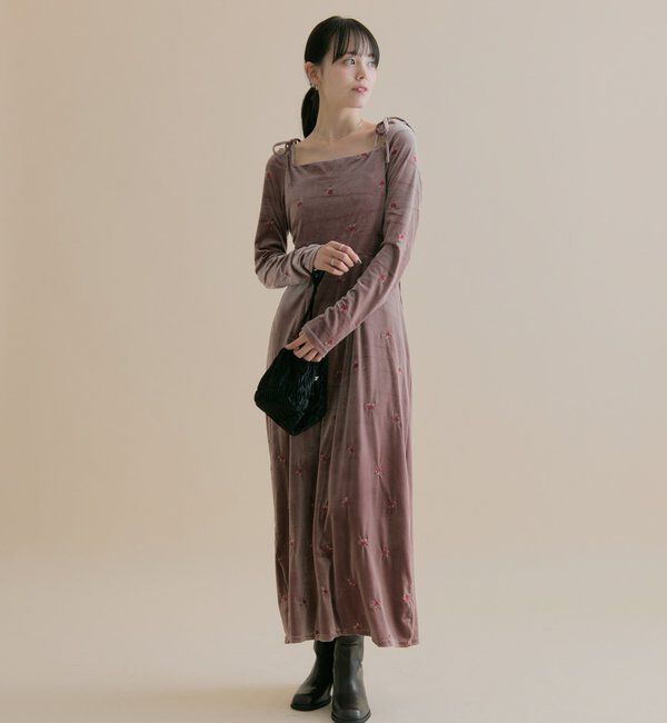  「[森川企画]花柄ベロアワンピース」|ワンピース|