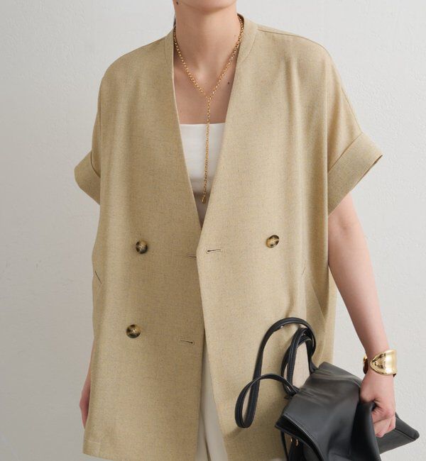  「スラブWジャケット」|ベスト・ジレ|キャメル
