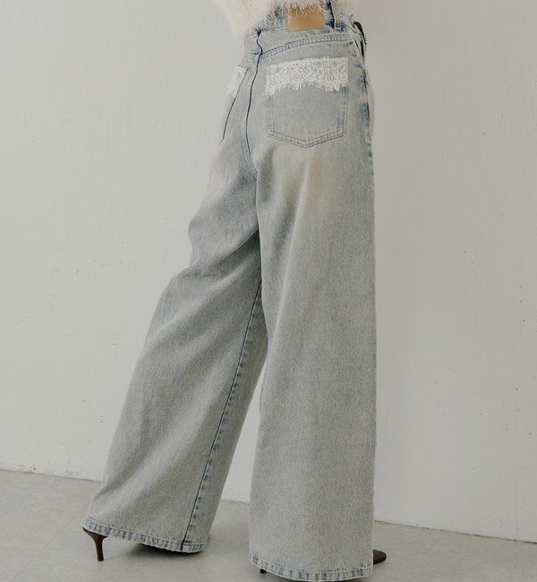  「ポケットレースワイドデニム」|デニム|ブルーその他1