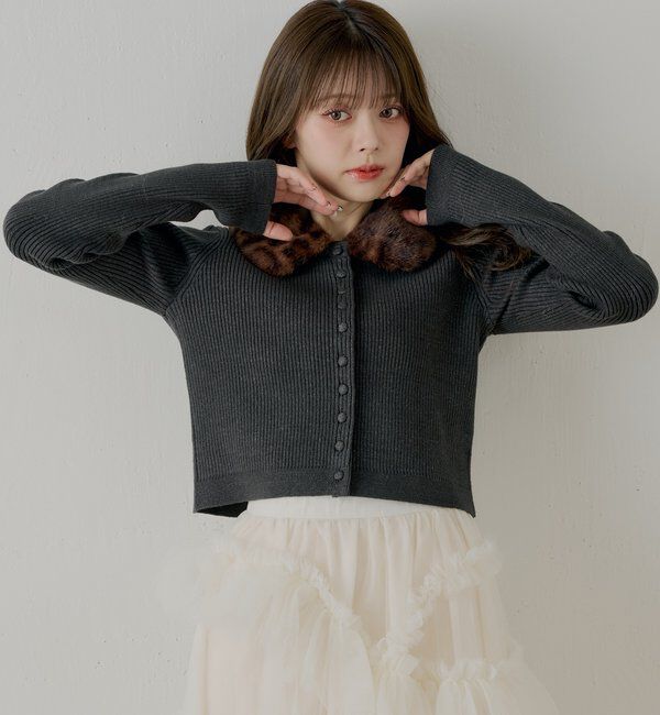  「【SALON by Chico】ファー襟取り外しコンパクトトップス」|ニット・セーター|