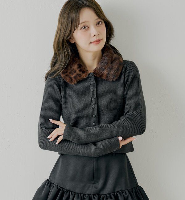  「【SALON by Chico】ファー襟取り外しコンパクトトップス」|ニット・セーター|