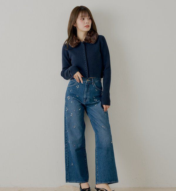  「【SALON by Chico】ファー襟取り外しコンパクトトップス」|ニット・セーター|