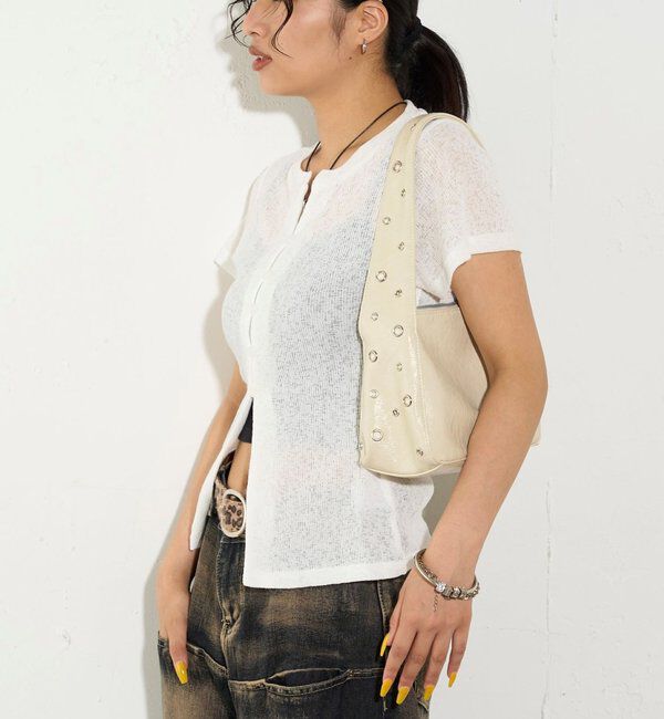  「シアーナロー半袖カーディガン」|Tシャツ・カットソー|