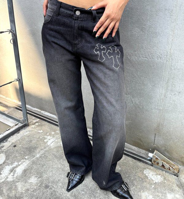  「SLOPPYラインストーンローライズデニム」|デニム|