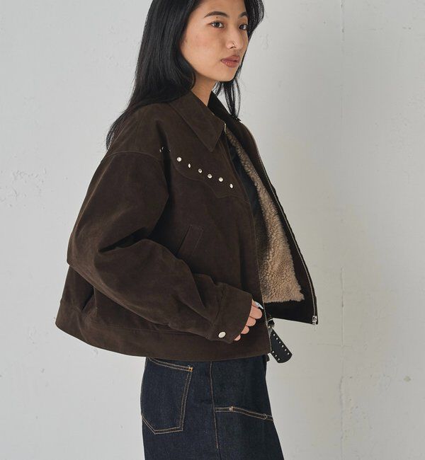  「ボアカラースタッズスウェードブルゾン」|ブルゾン・スタジャン|