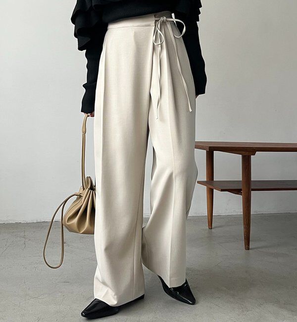  「【待望の追加決定！/新色ブラウン】ラップリボンパンツ」|チノ|