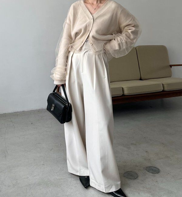  「【1枚で着映え】チュールレイヤードカーディガン」|カーディガン|