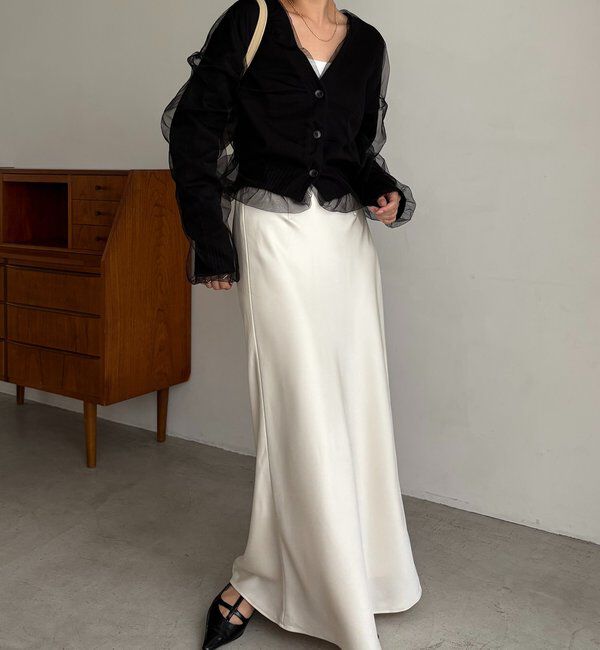  「【1枚で着映え】チュールレイヤードカーディガン」|カーディガン|