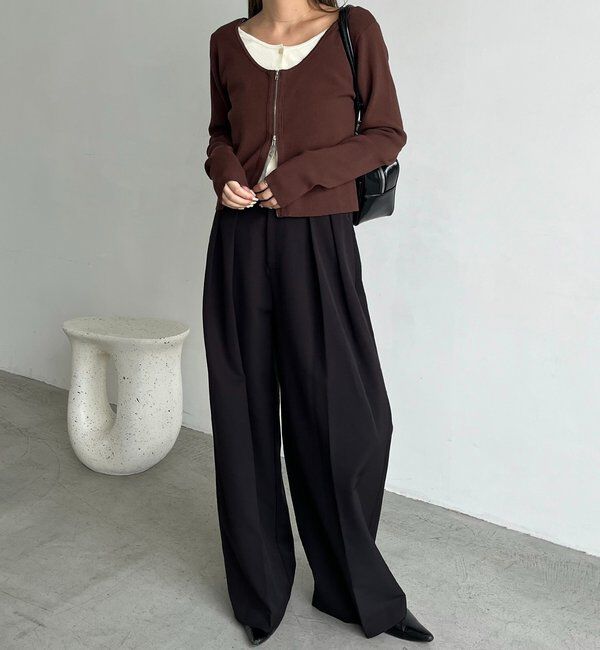  「【WEB限定】Wジップレイヤードニット」|カーディガン|