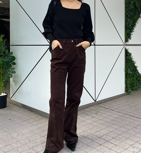  「【新色/レイヤード対応】コーデュロイフレアパンツ」|チノ|