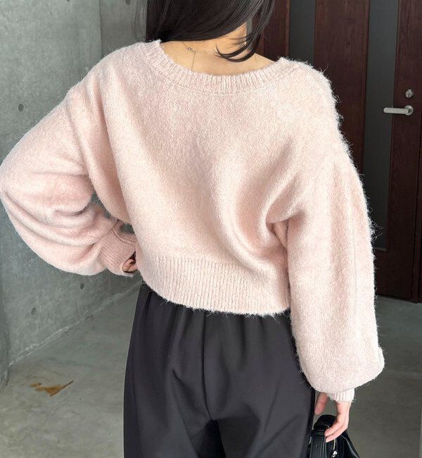  「【前後2WAY】モヘア起毛パフカーディガン」|カーディガン|