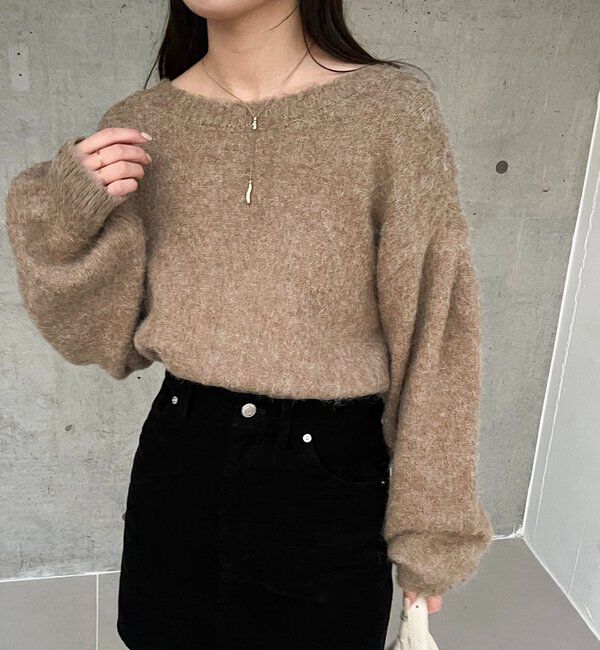  「【前後2WAY】モヘア起毛パフカーディガン」|カーディガン|