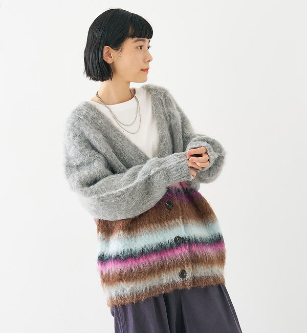 collex「ヘアリー畦編みカーディガン」|カーディガン|