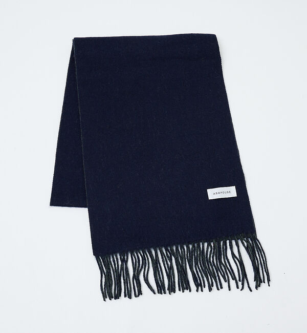 ABAHOUSE「ウール&times;カシミヤ リバーシブル マフラー / ON・OFF兼用」|マフラー|ネイビー