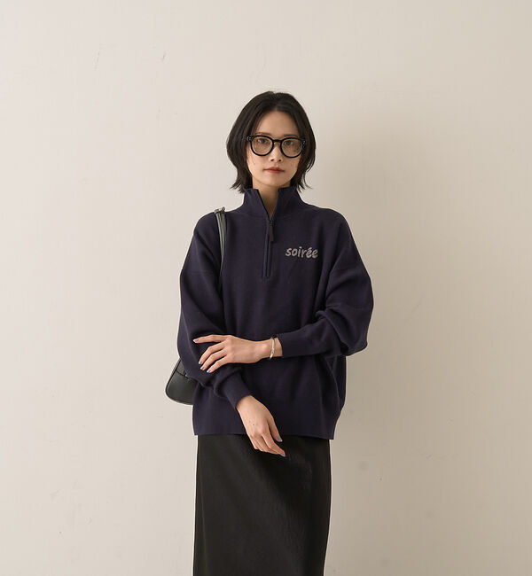 Rouge vif「ハーフジップロゴニットプルオーバー」|ニット・セーター|