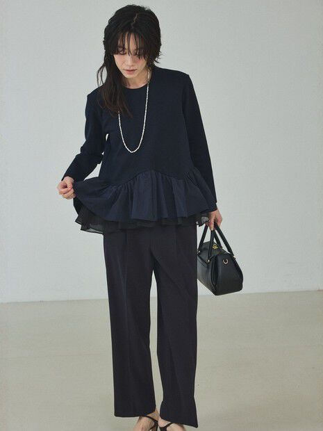 qualite「センタープレスストレートパンツ」|スラックス|