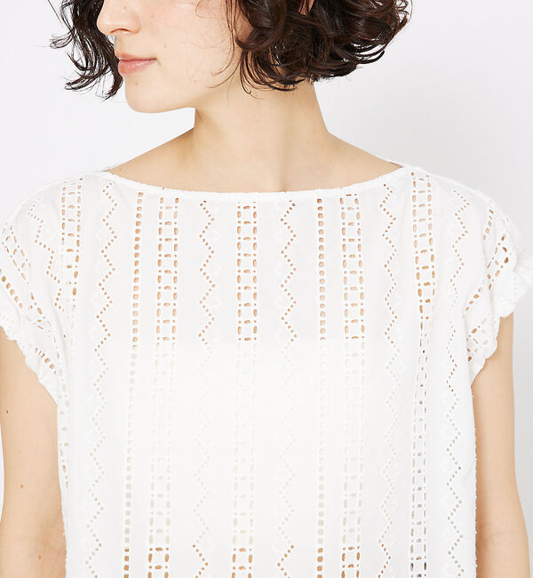 qualite「オーバーレースパフブラウス」|シャツ・ブラウス|