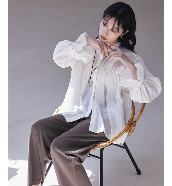 qualite「シャーリングパフスリーブシャツ」|シャツ・ブラウス|