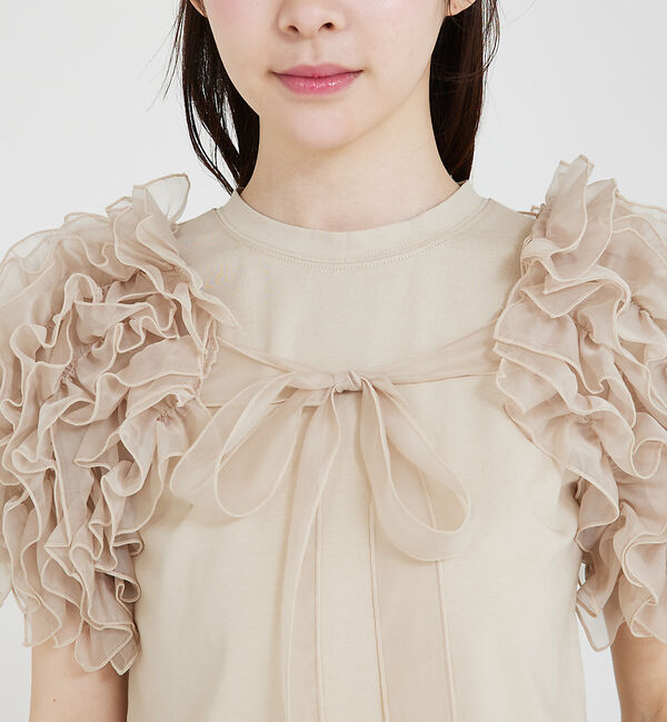 SELFIST「ボリュームフリル袖付Tシャツ」|Tシャツ・カットソー|