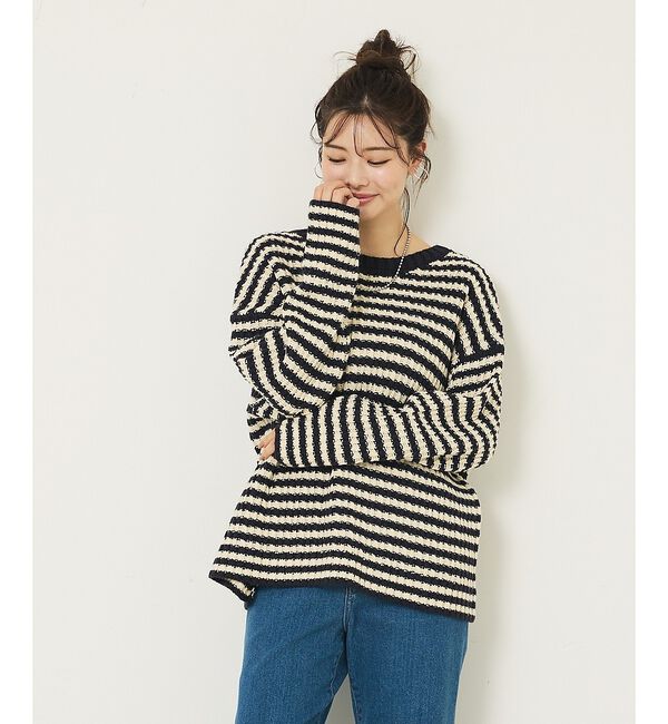 abahouse mavie「ローゲージ2WAYニット」|ニット・セーター|ネイビー