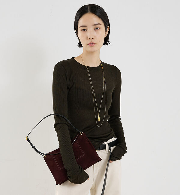 The Store by C' 「【COCUCA】ウールシフォンリブプルオーバー」|Tシャツ・カットソー|モスグリーン