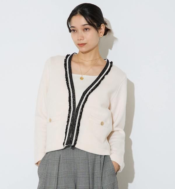 Liesse「ツイーディーニットジャケット」|カーディガン|