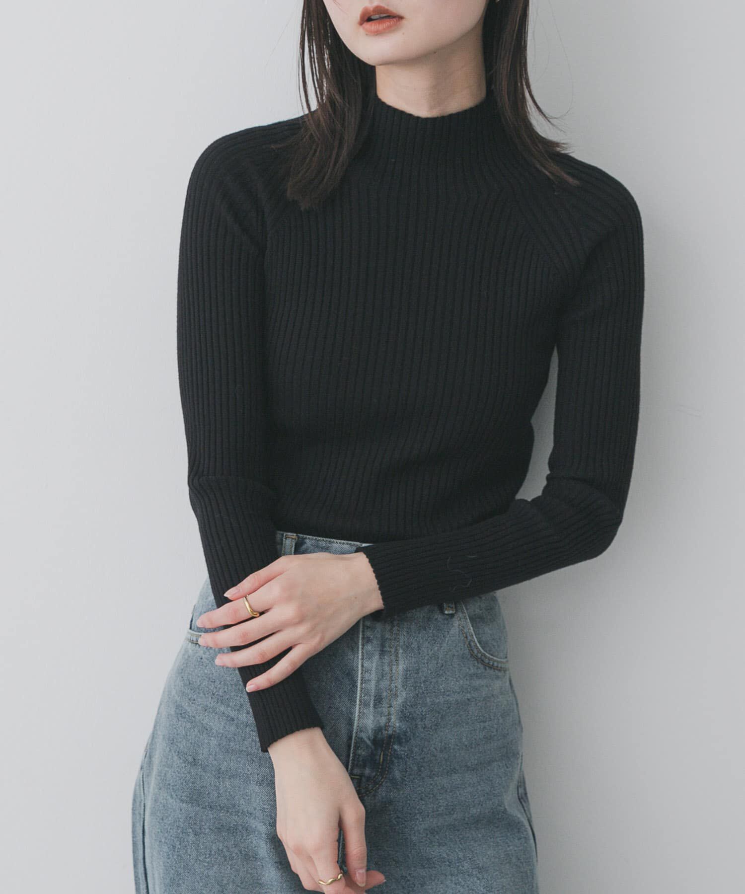 SENSE OF PLACE by URBAN RESEARCH「『一部WEB限定カラー』『毛玉防止』ストレッチリブハイネックセーター」|ニット・セーター|ブラック