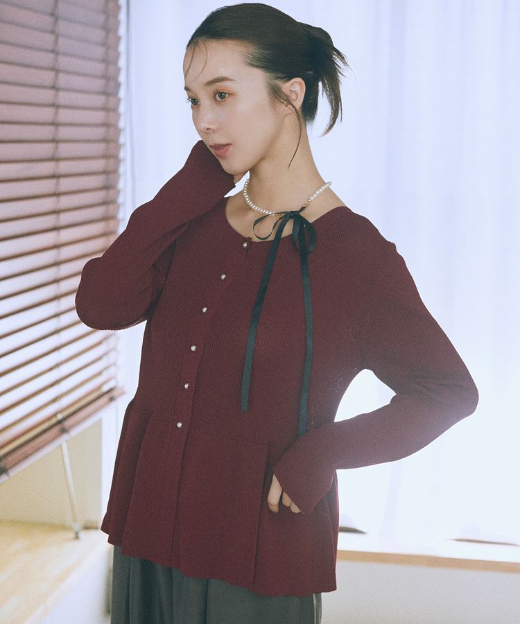 earth music&ecology「ペプラムニットカーディガン」|カーディガン|