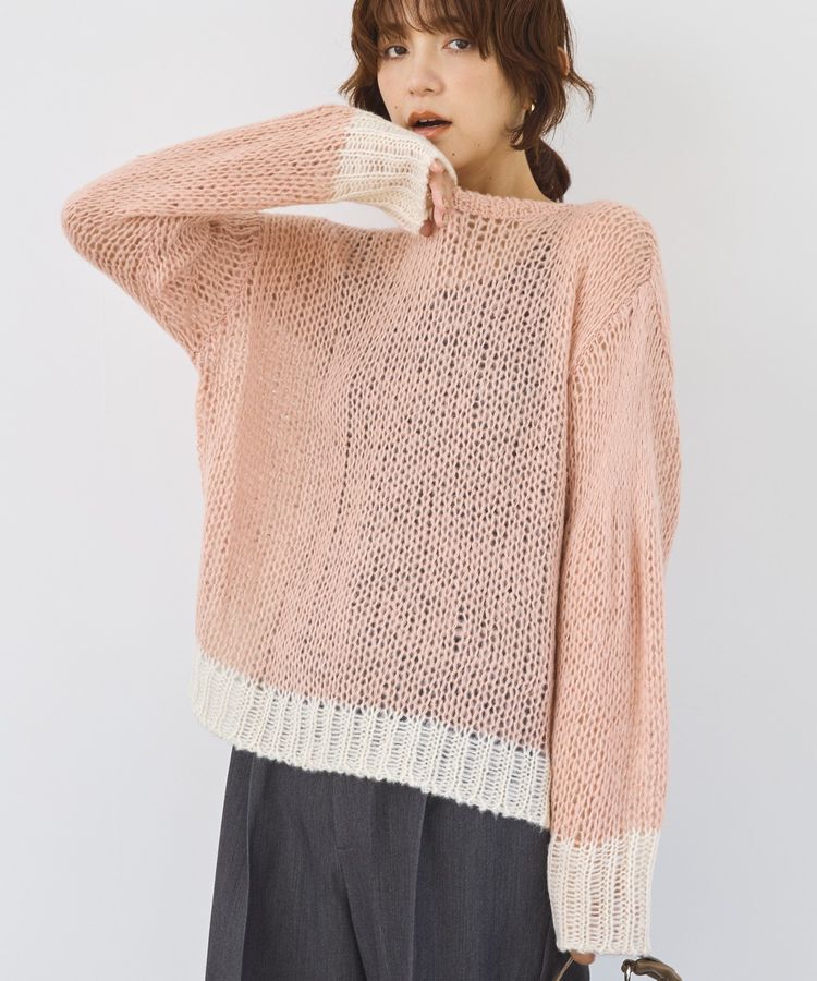 AMERICAN HOLIC「モヘアライク配色ニットプルオーバー」|ニット・セーター|Light Pink