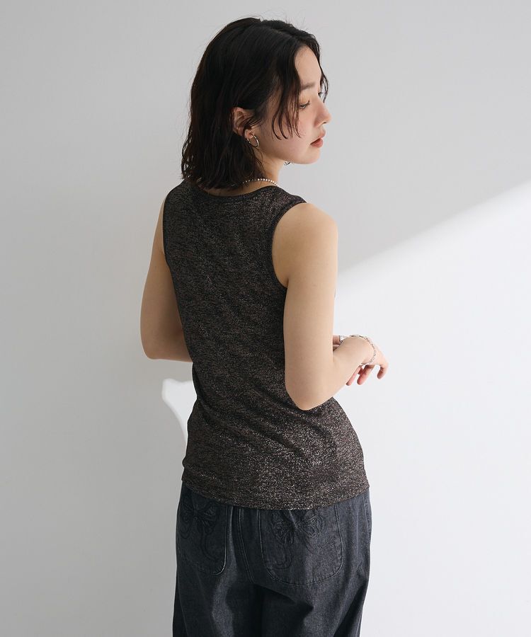 Green Parks「・Petit Fleur シャーリングラメタンクトップ」|キャミソール|