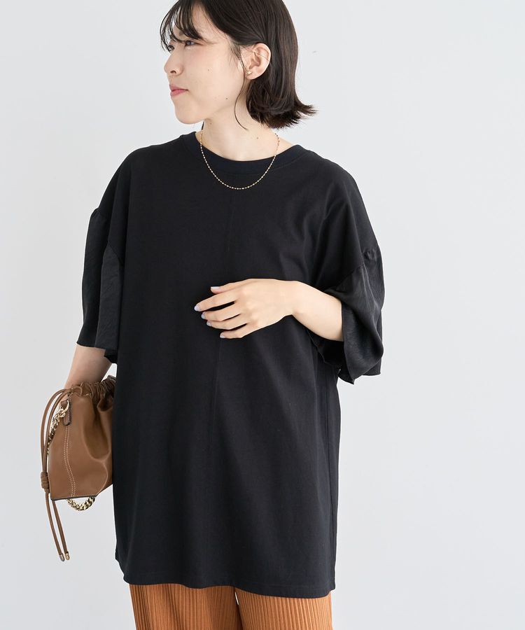 Green Parks「袖サテンドッキングチュニック」|チュニック|Black