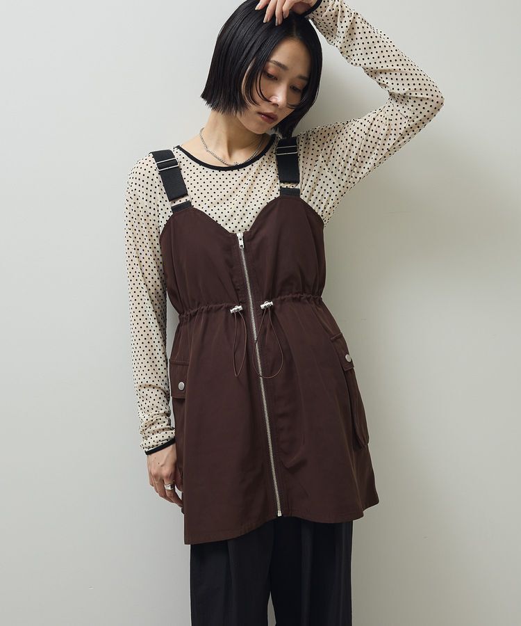 Green Parks「・SUGAR SPOON ミリタリーキャミチュニック」|ベスト・ジレ|Brown