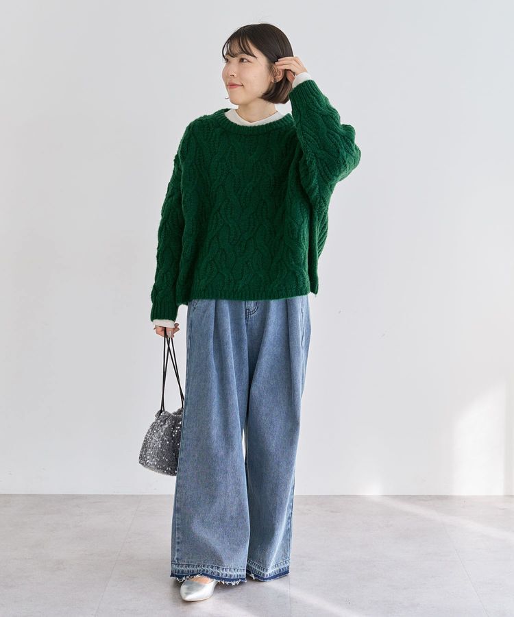 Green Parks「タックワイドデニムパンツ」|デニム|