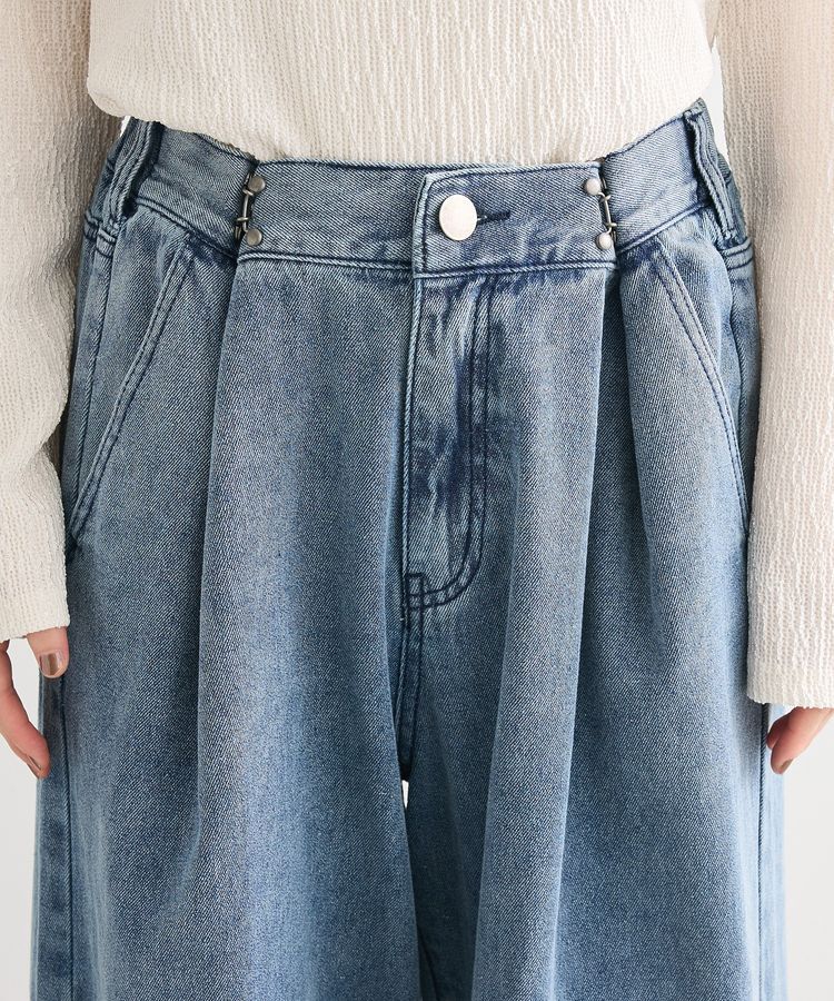 Green Parks「タックワイドデニムパンツ」|デニム|