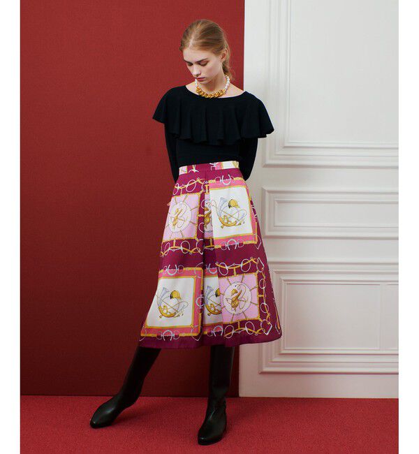 LOULOU WILLOUGHBY「【LOULOU WILLOUGHBY】RATTIジョッキープリントスカート」|フレア|