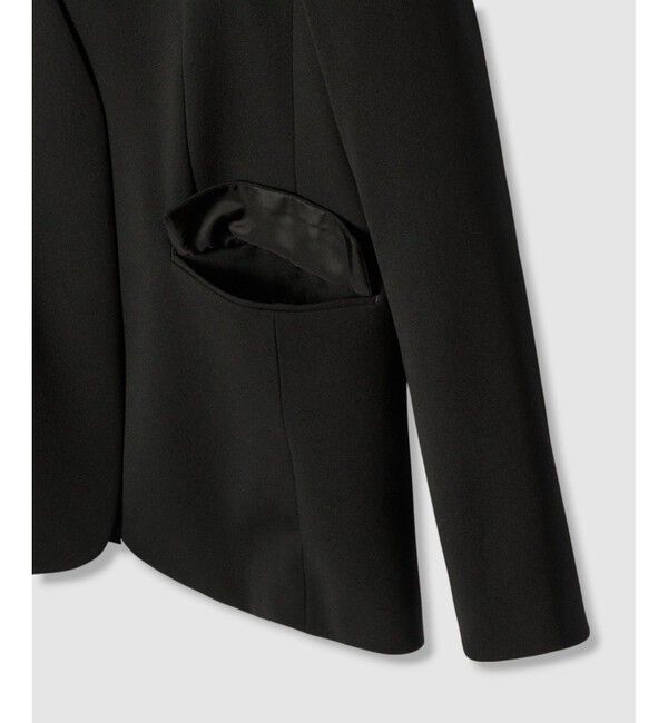 LOULOU WILLOUGHBY「【LOULOU WILLOUGHBY】ダブルクロスノーカラーリボンジャケット」|ノーカラージャケット|