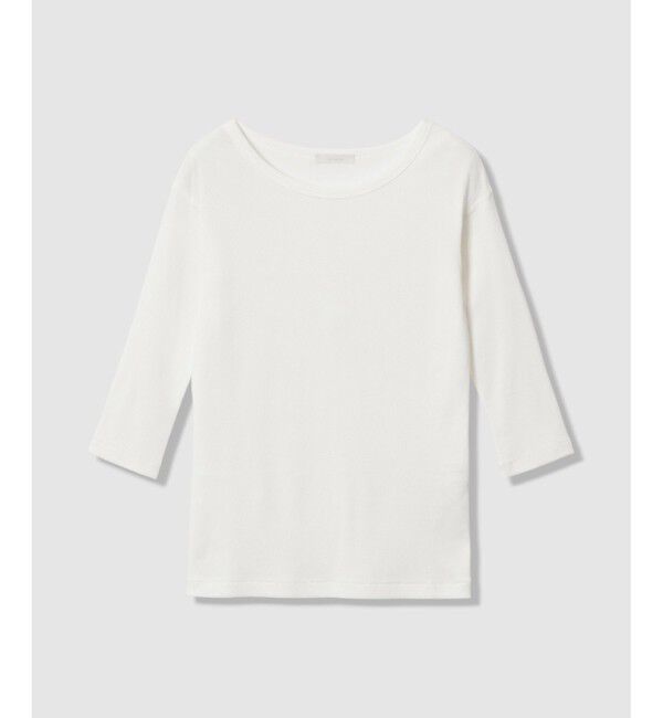 allureville「テレコ3/4スリーブボートネックプルオーバー」|Tシャツ・カットソー|オフホワイト