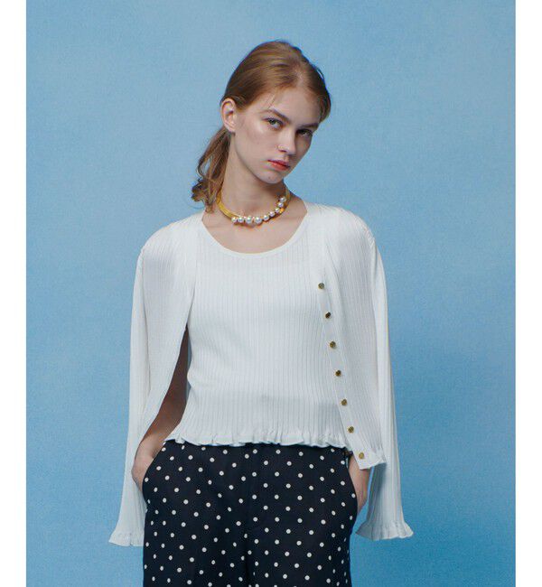 allureville/【LOULOU WILLOUGHBY】ワイドリブヘムフリルカーディガン