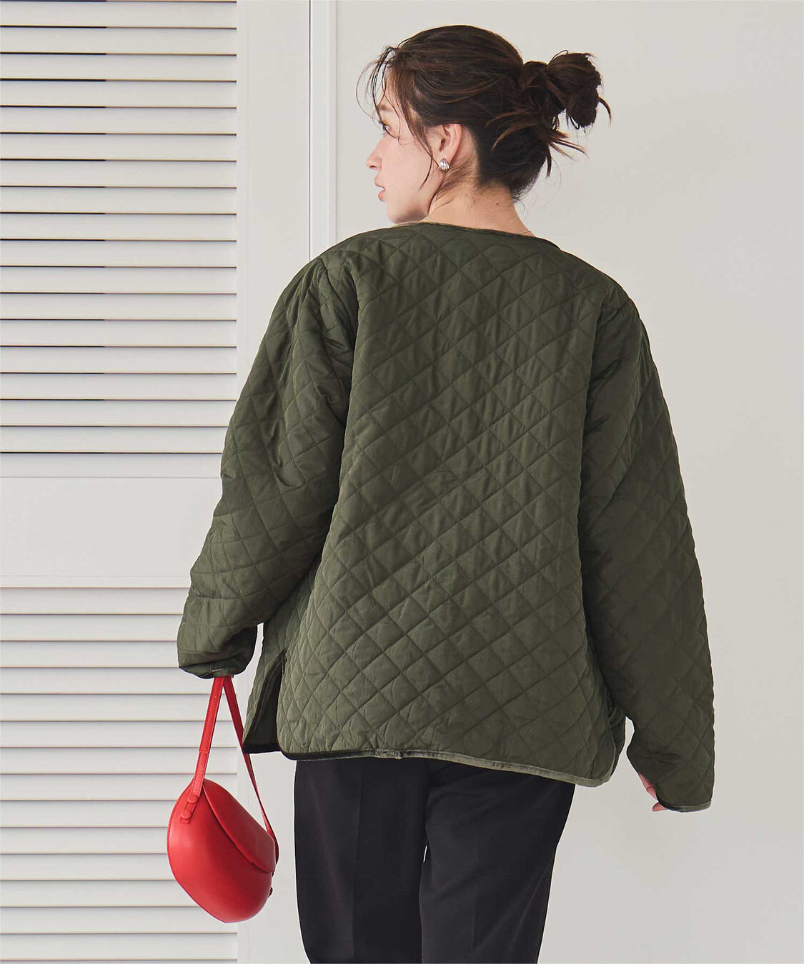 titivate「【高山直子さんコラボアイテム】襟付きキルティングジャケット」|ノーカラージャケット|