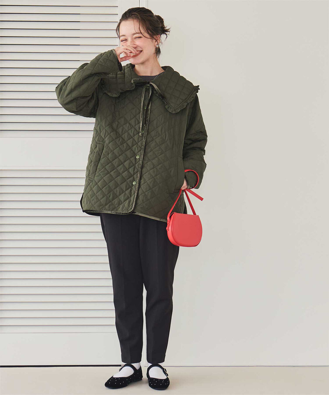 titivate「【高山直子さんコラボアイテム】襟付きキルティングジャケット」|ノーカラージャケット|