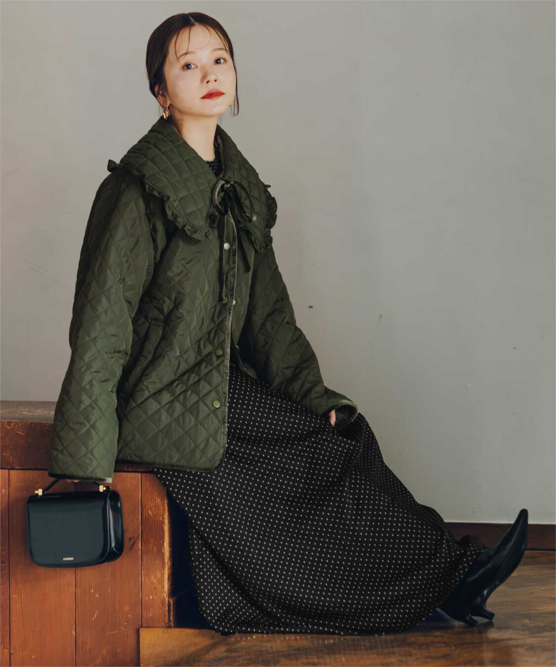 titivate「【高山直子さんコラボアイテム】襟付きキルティングジャケット」|ノーカラージャケット|