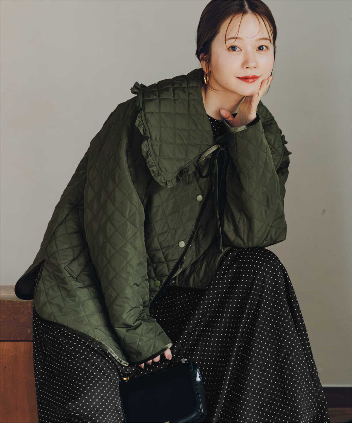 titivate「【高山直子さんコラボアイテム】襟付きキルティングジャケット」|ノーカラージャケット|