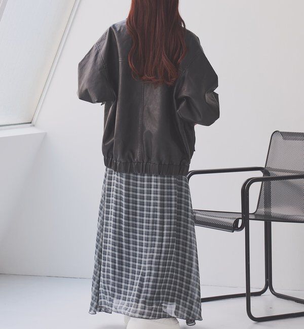  「WEB限定【ロングシーズン活躍！】オーバーサイズ合皮ブルゾン」|ダウンベスト・ベスト|