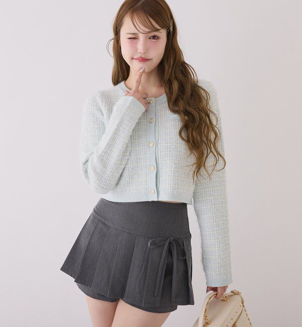  「金ボタンラメツイードカーデ」|ニット・セーター|